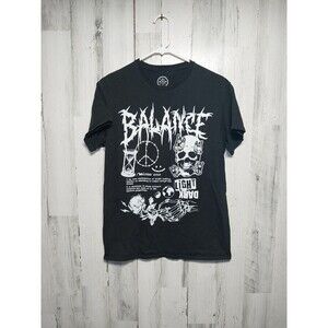 ODM Balance Skull Men's Medium Black Short Sleeve T-Shirt.